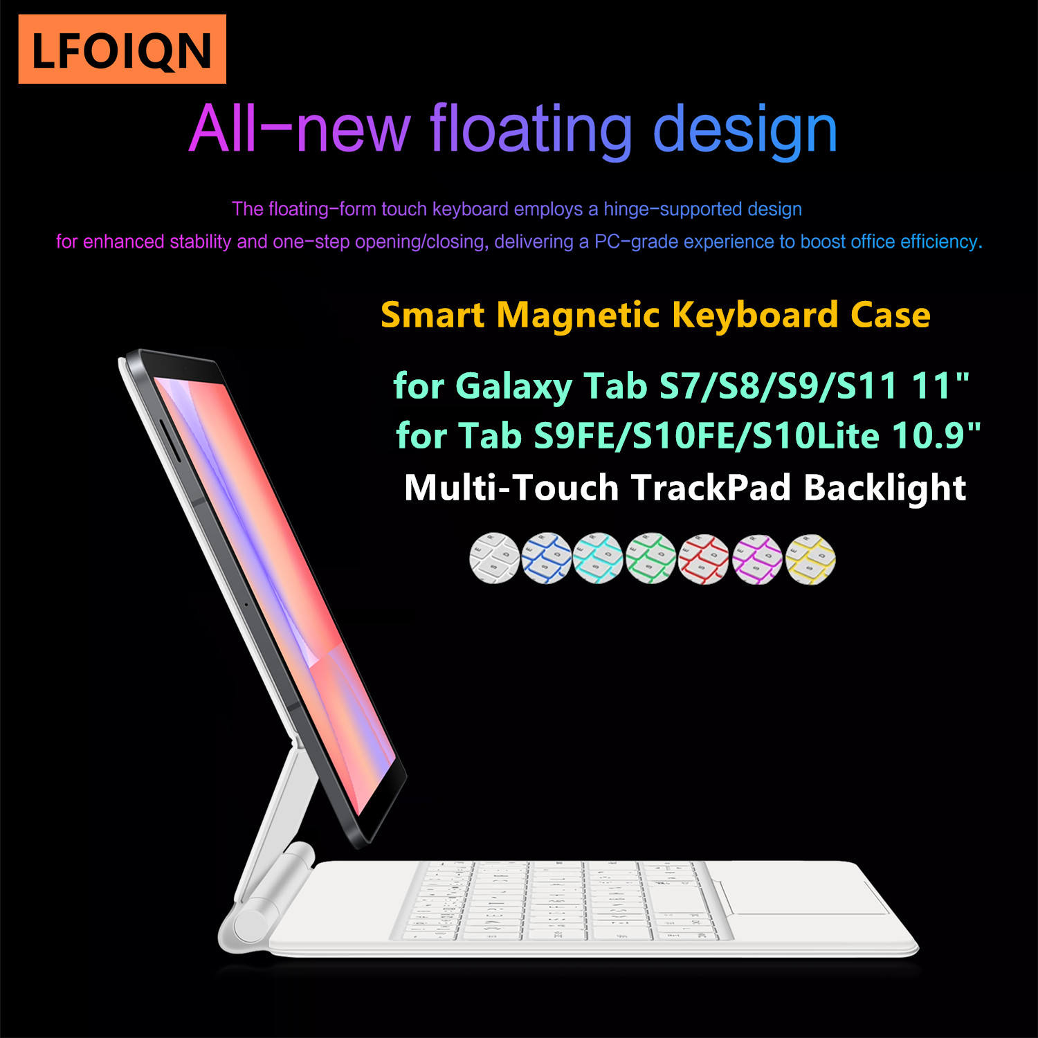 Tablet S9 Fe Accessories - Clavier magique LFOIQN pour Samsung Galaxy